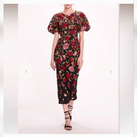 Floral Embroidered High Low Dress